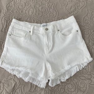 white jean shorts, high waisted